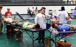 Trinity students, faculty and staff donate blood on campus at least twice a year. 