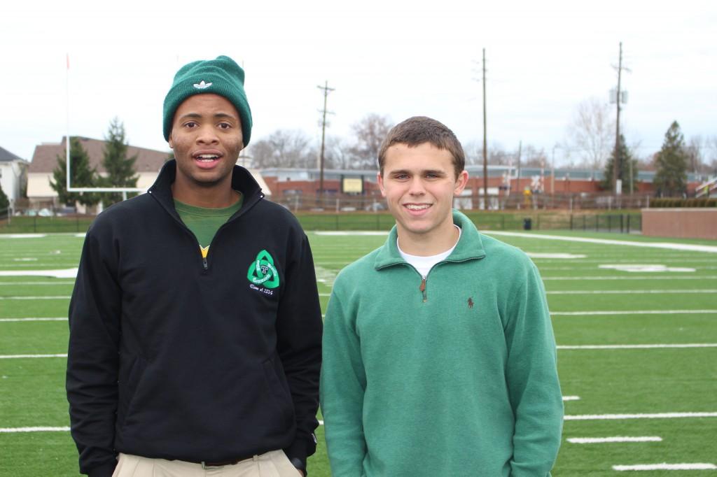 Seton House's Kyis Morgan and Ryan Payne were victorious in the annual House Pass-Kick Contest. --photo by Daniel Owens