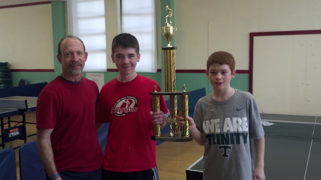 Mr. John Allen (organizer and USATTnational certified coach), first-place winners Jack Allen and Mitchell Ose.