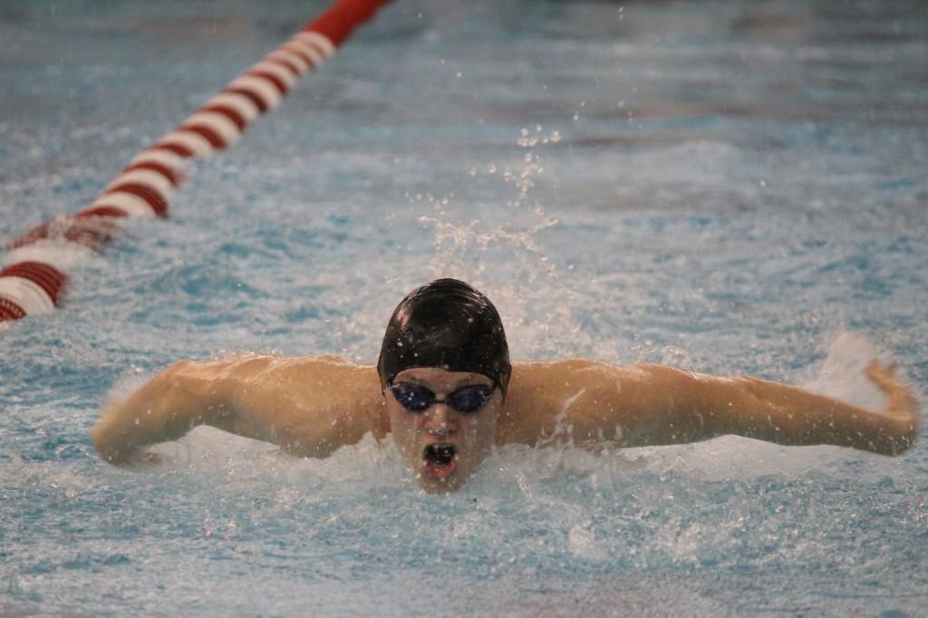 Trinity junior David Bunnell won the 200 freestyle in a tough dual-meet loss to Jeffersonville on Jan. 29.             photo by Ryan Coleman 