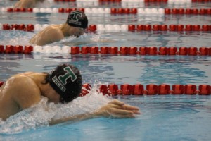 Senior Joey Domhoff, bottom, captured the 1-meter diving. Junior Will Paris is at top.